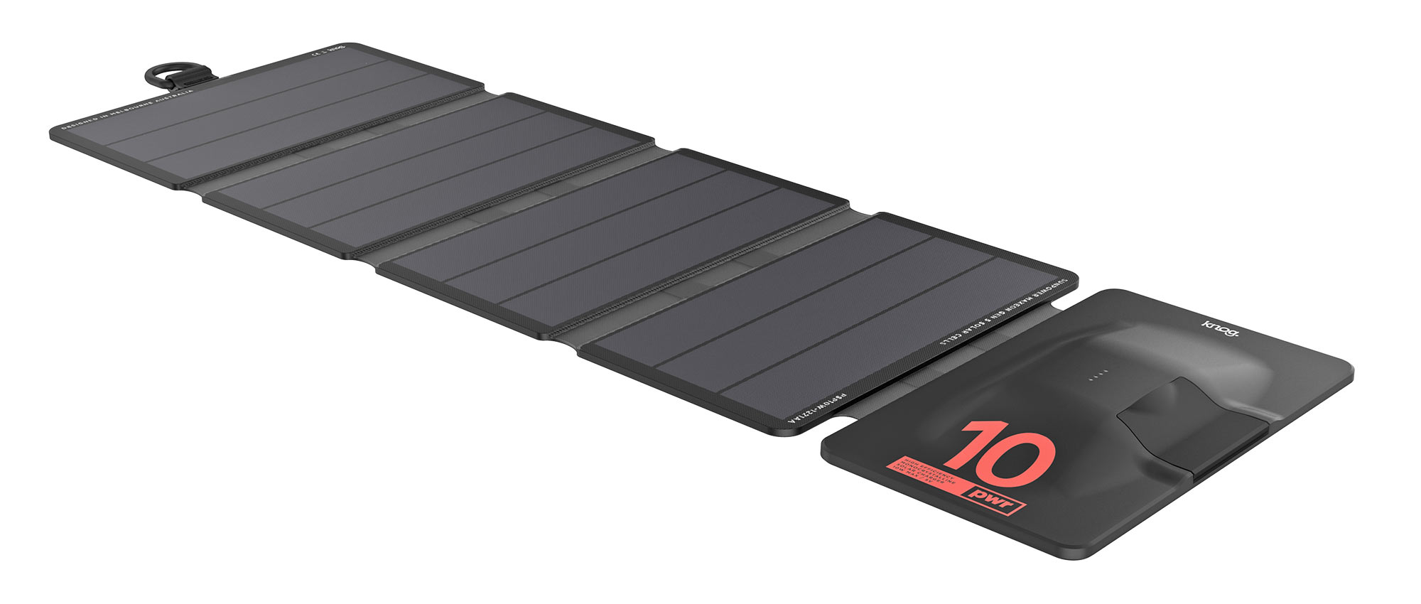 Knog PWR Solar 10W, folding compact photovoltaic panel bikepacking solar charger, open
