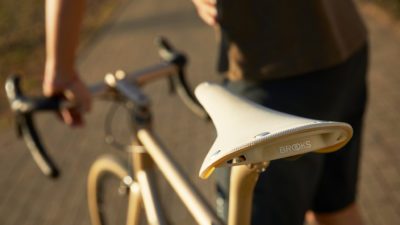 A new sustainable saddle from Brooks England includes ‘liquid wood’ & recycled nylon
