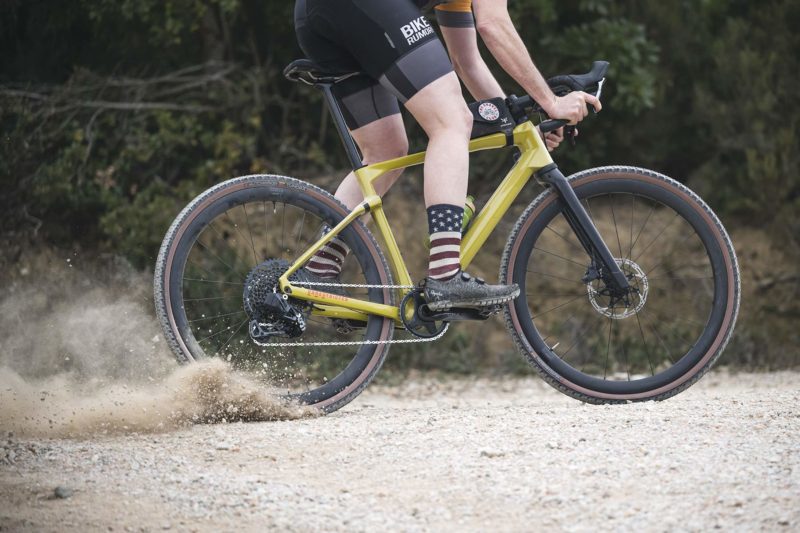 Hutchinson Tundra knobby adventure gravel tire review, photo by Roo Fowler Bike Connection Agency, dusty