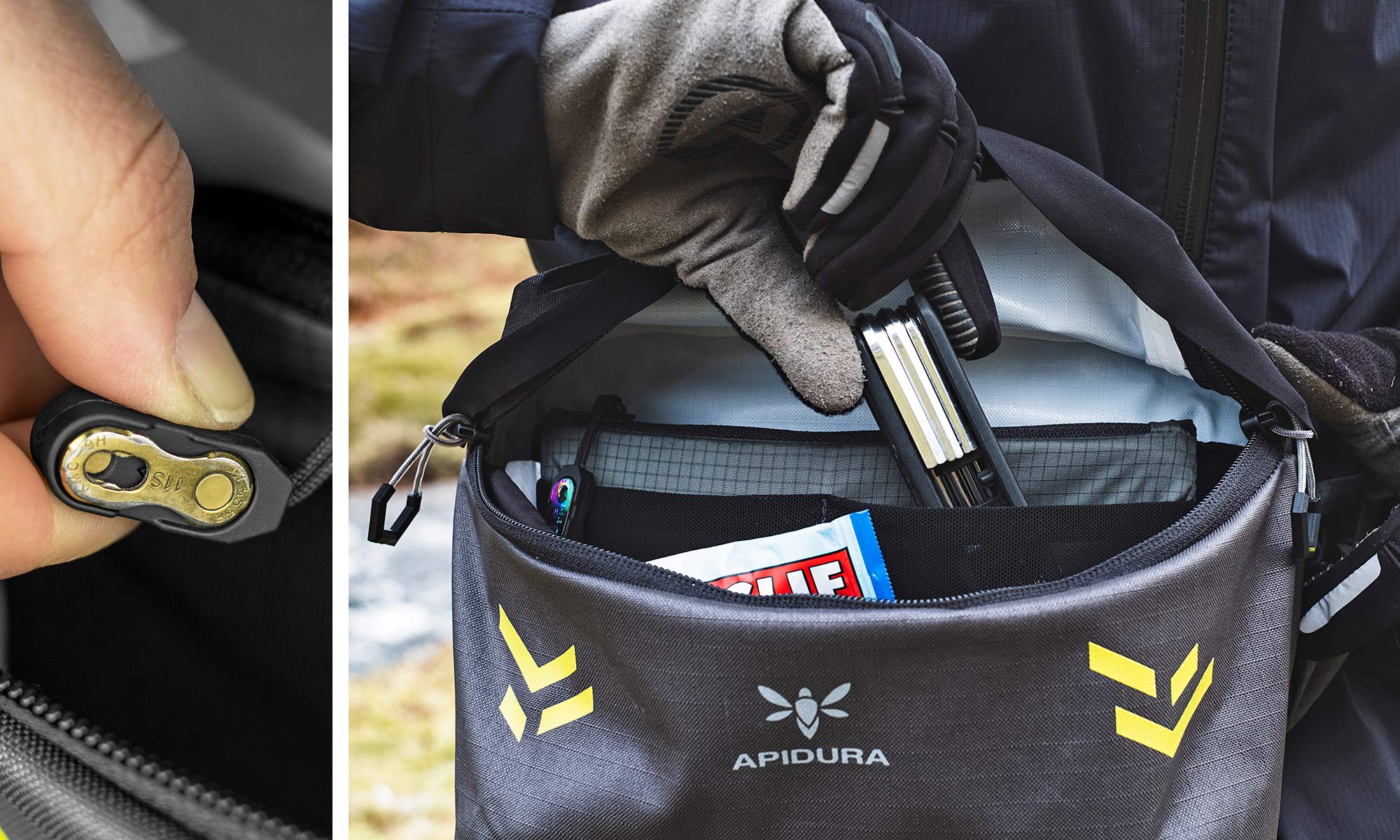 Apidura Backcountry Hip Pack bikepacking-style waist bag, inside details