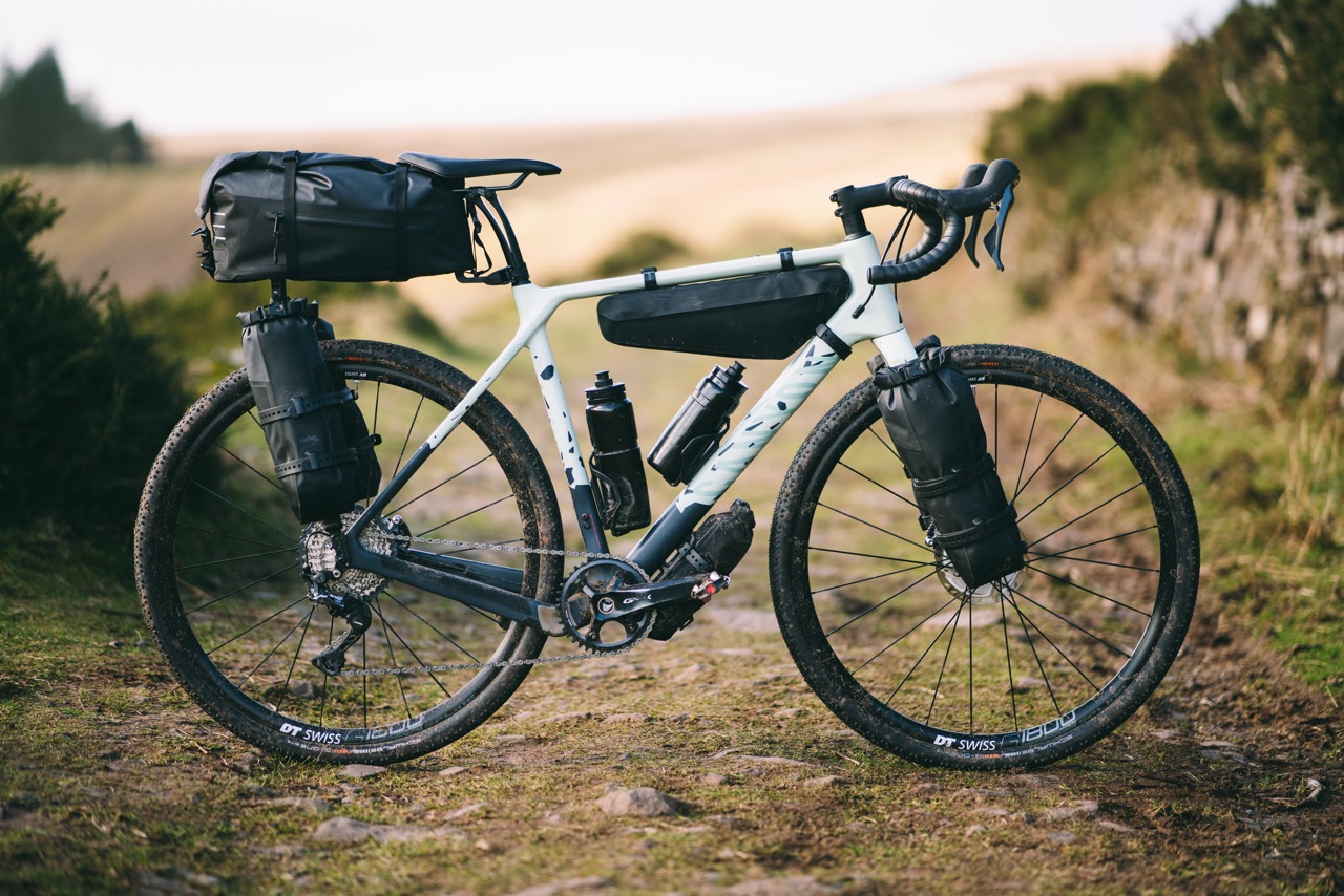 Tailfin Cage Packs on gravel bike bikepacking 