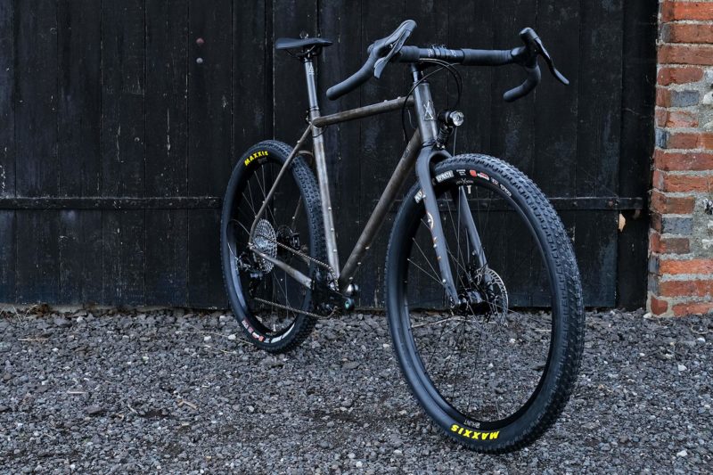 Mason Exposure steel adventure gravel bike, limited raw launch edition off-road bikepacking, anngled