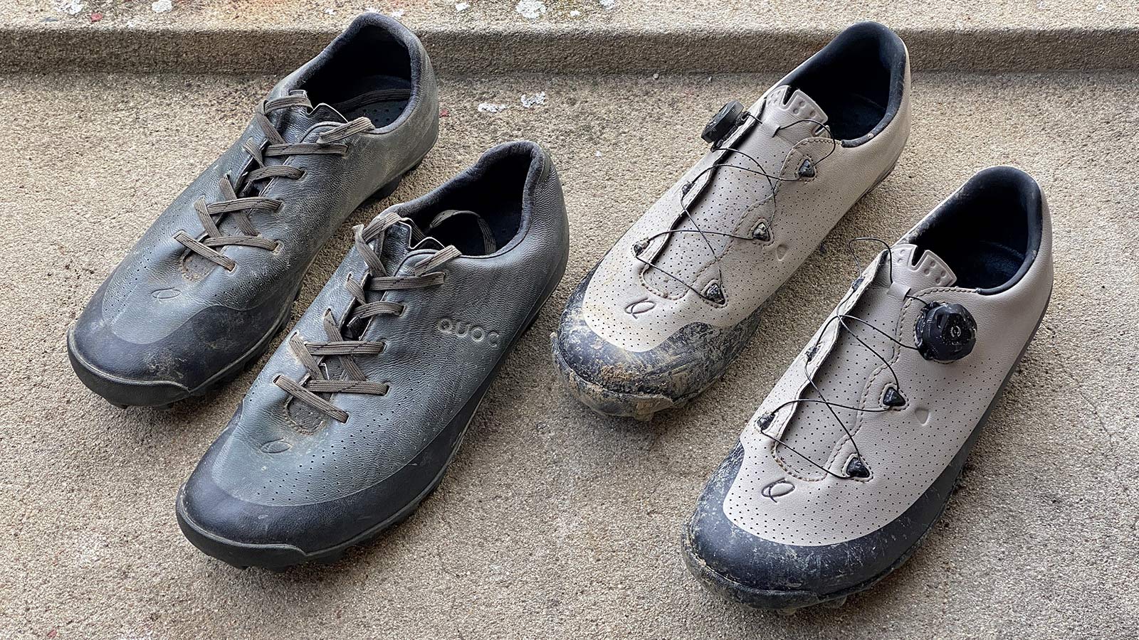 Quoc Gran Tourer II vs. original Gran Tourer gravel bike shoes, review side-by-side