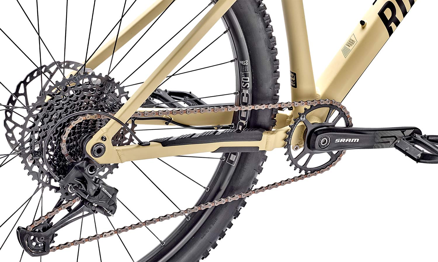Rose Bonero alloy trail hardtail, affordable aluminum adventure all-mountain bike, chainstay detail