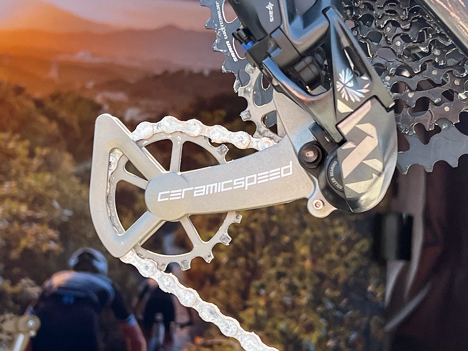 cerakote ceramicspeed OSPW oversized derailleur pulley cage and wheels for mountain bikes