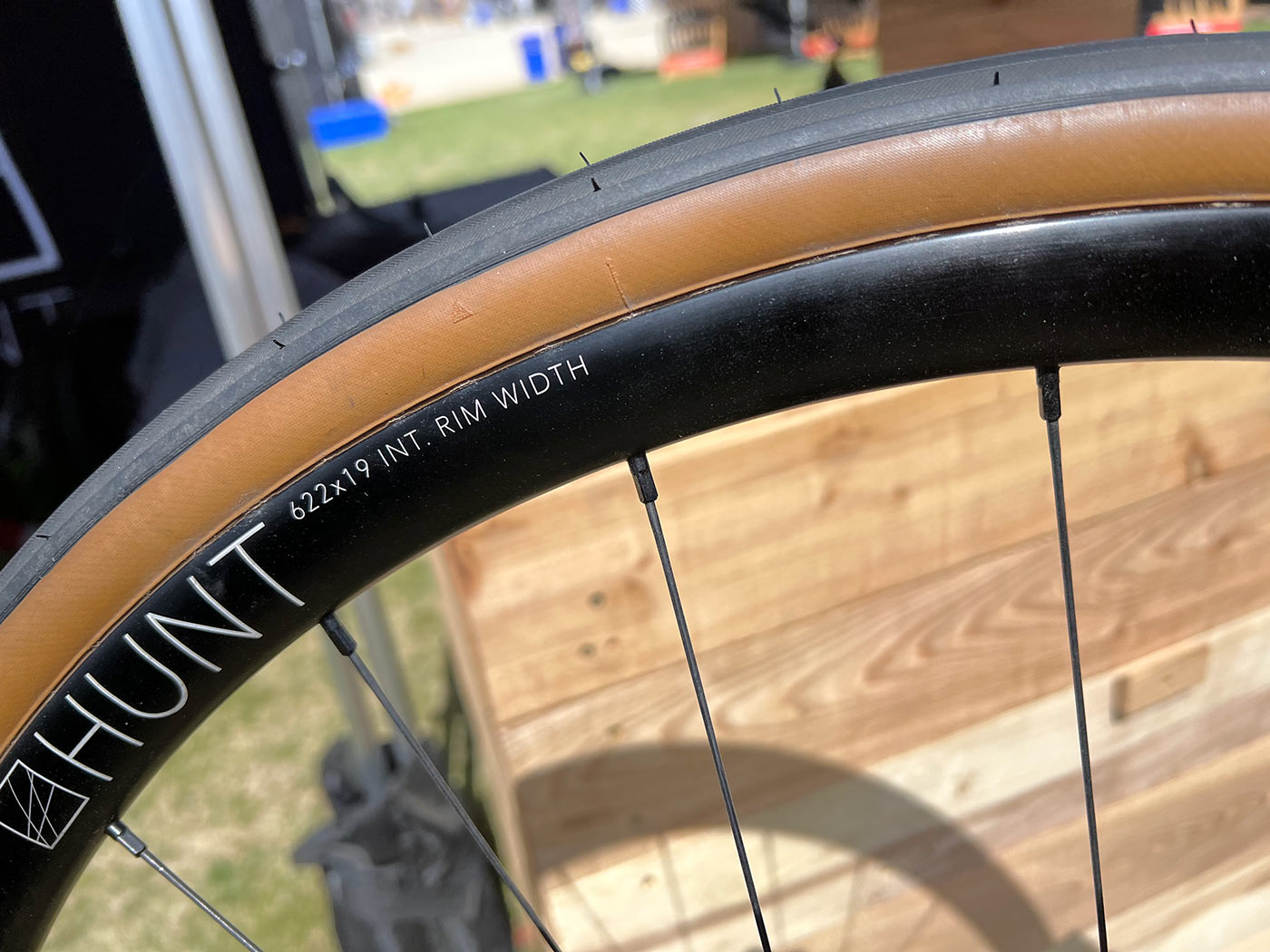 closeup rim details for hunt alloy sl disc brake road bike wheelset