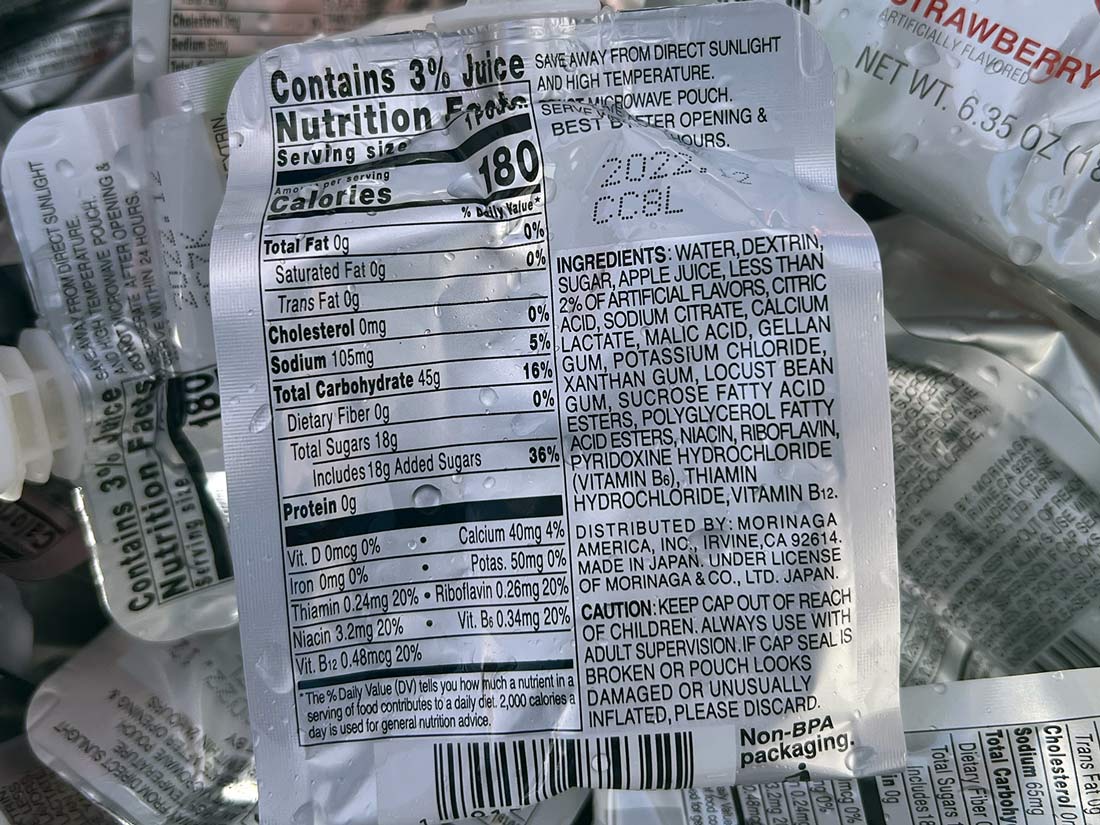 ingredient list for chargel carbohydrate energy gel for athletes