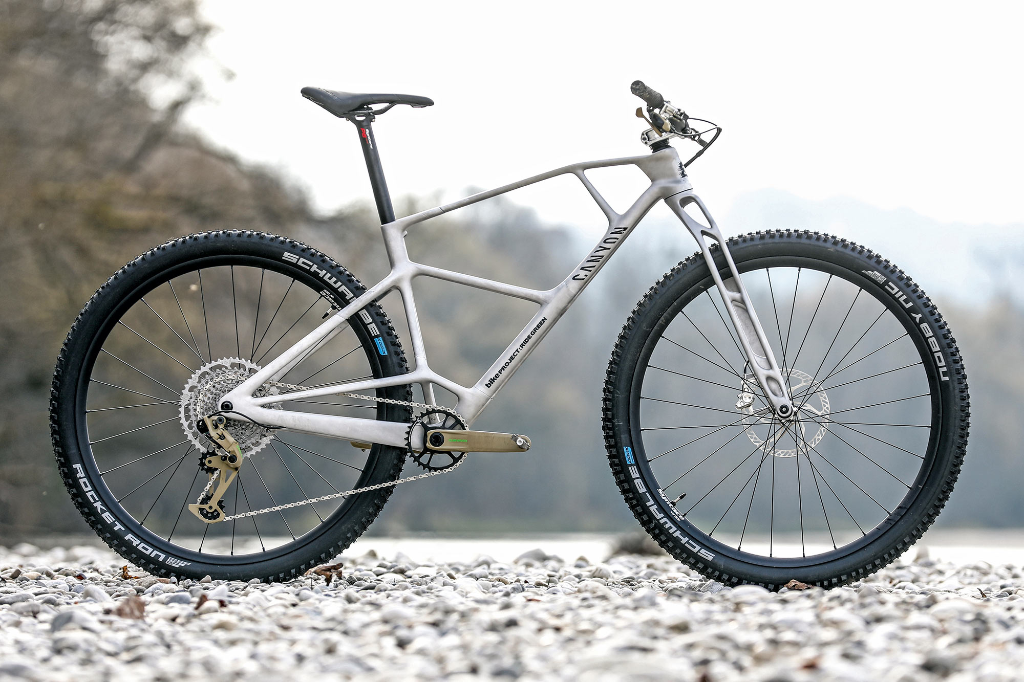 Canyon 3D-printed alloy sustainable mountain bike prototype,  photo by BIKE Magazin, complete
