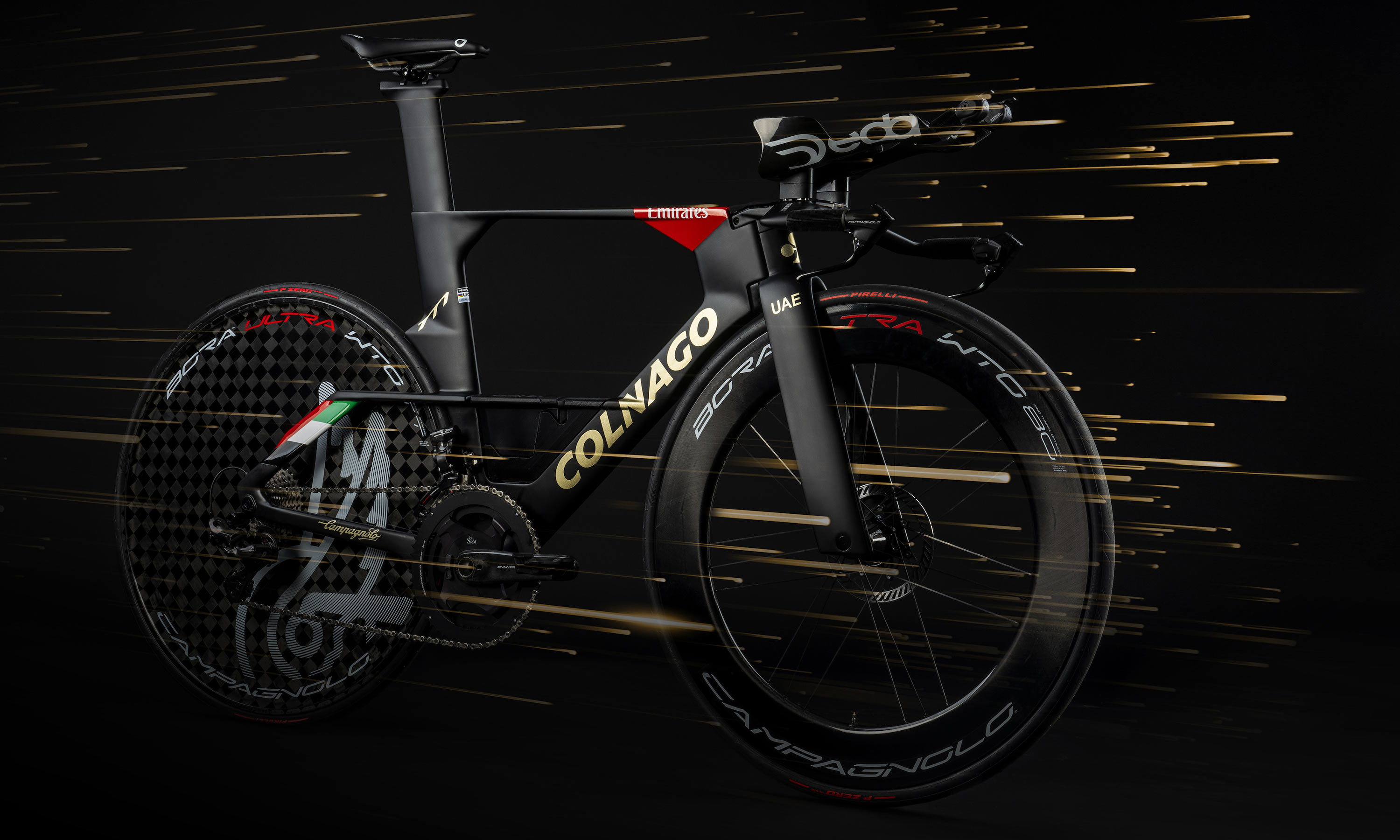 Colnago TT1 carbon disc brake time trial bike, UAE team TT bike, star fire