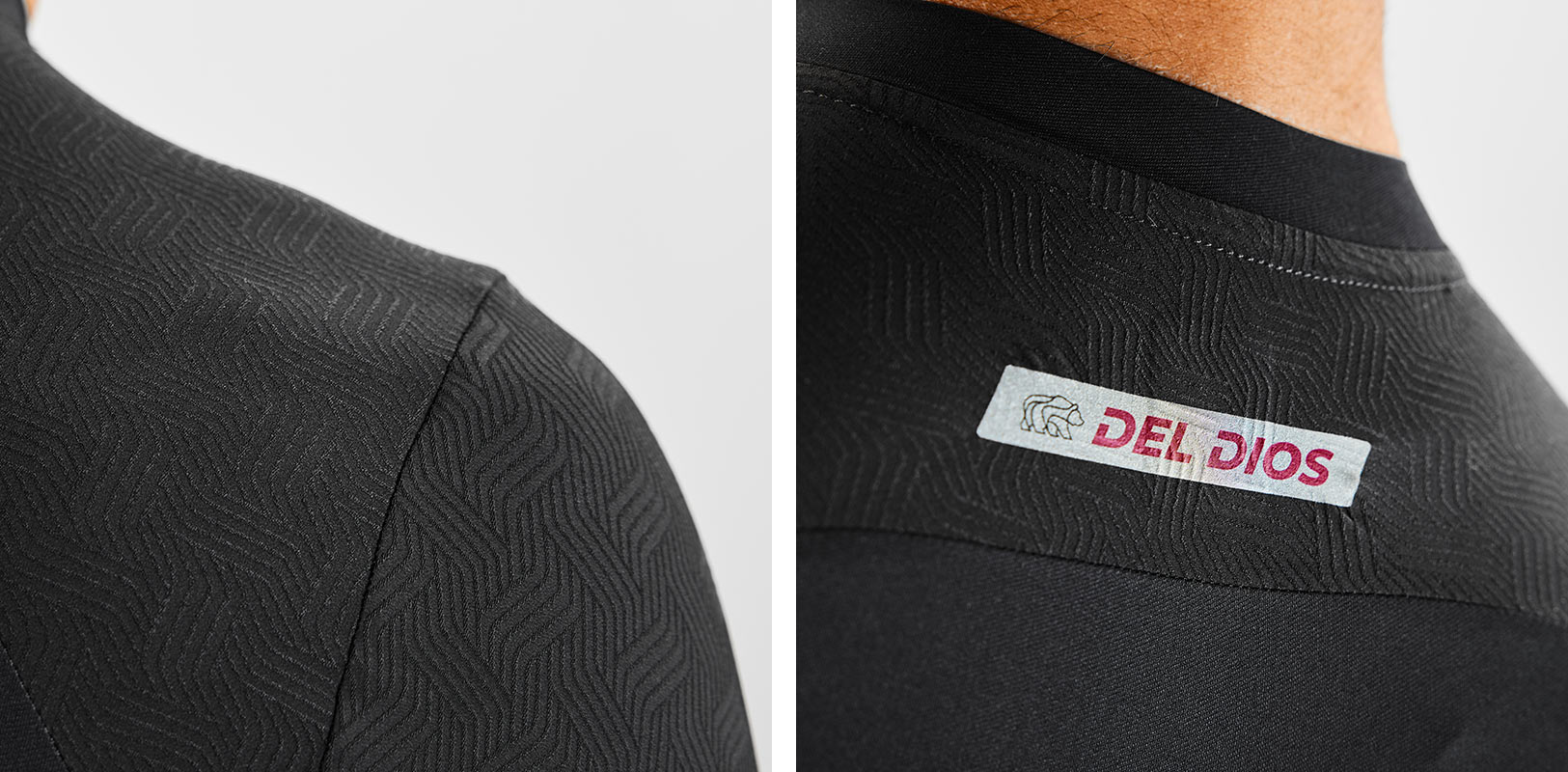 Eliel Del Dios cycling kit details of shoulder yoke and sleeves