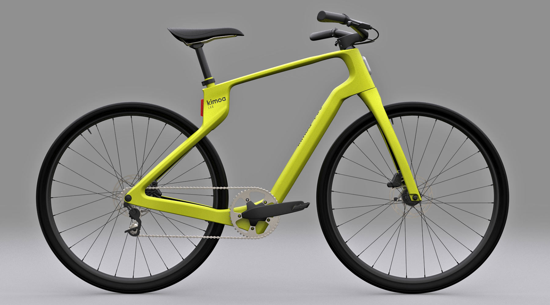 Kimoa x Arevo custom 3d-printed carbon e-bike, yellow complete