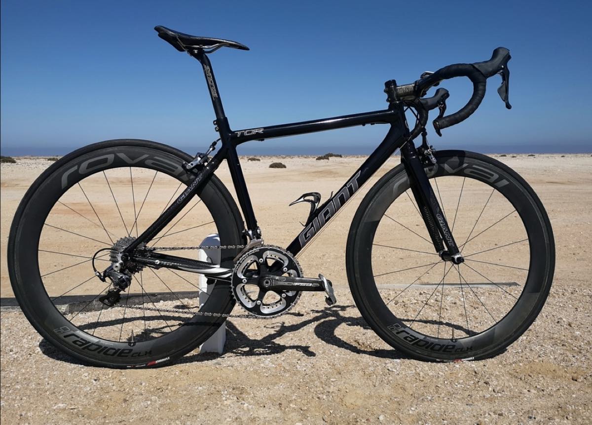 bikerumor pic of the day a giant bicycle is posed on the sand with the ocean on the horizon, the sun is high and bright