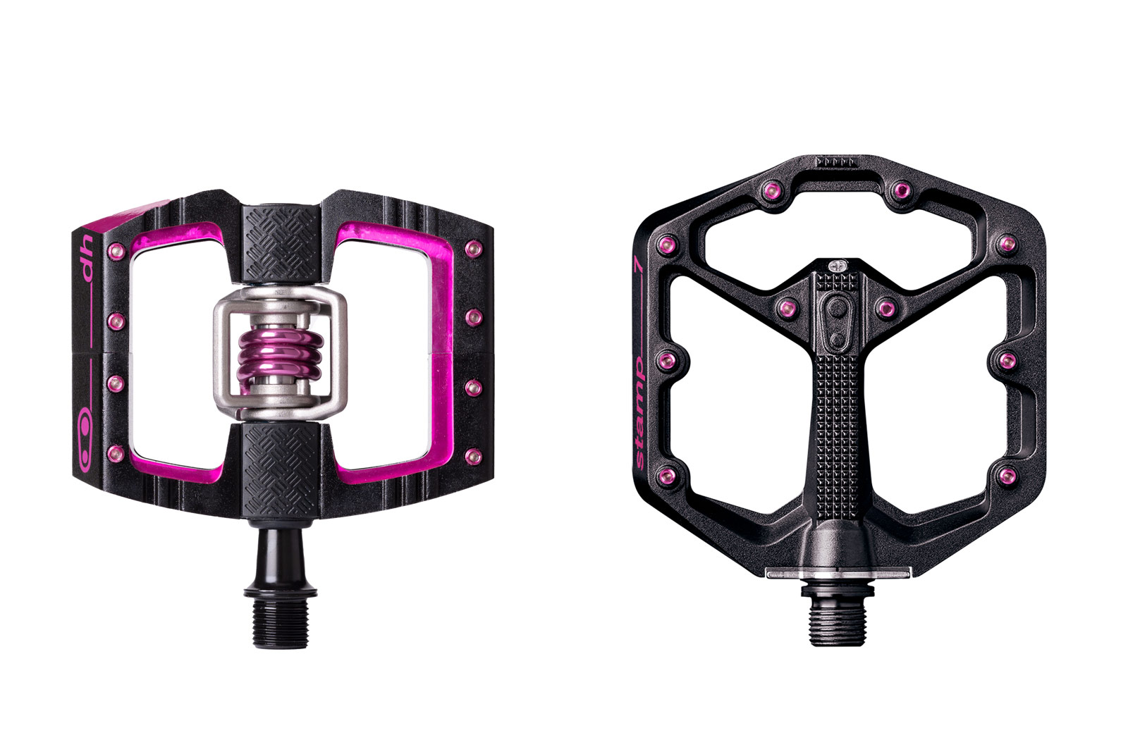 Crankbrothers x Seagrave brings Black & Pink Mallet DH and Stamp 7