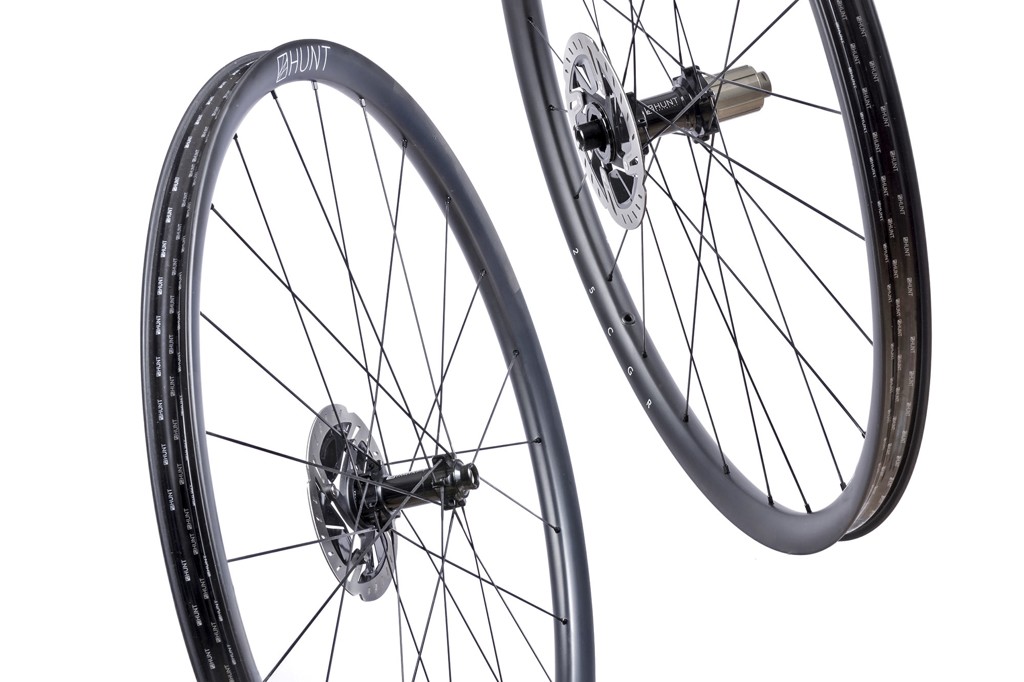 Hunt Carbon Gravel Race lightweight hookless tubeless gravel bike wheels, 25 CGR pair