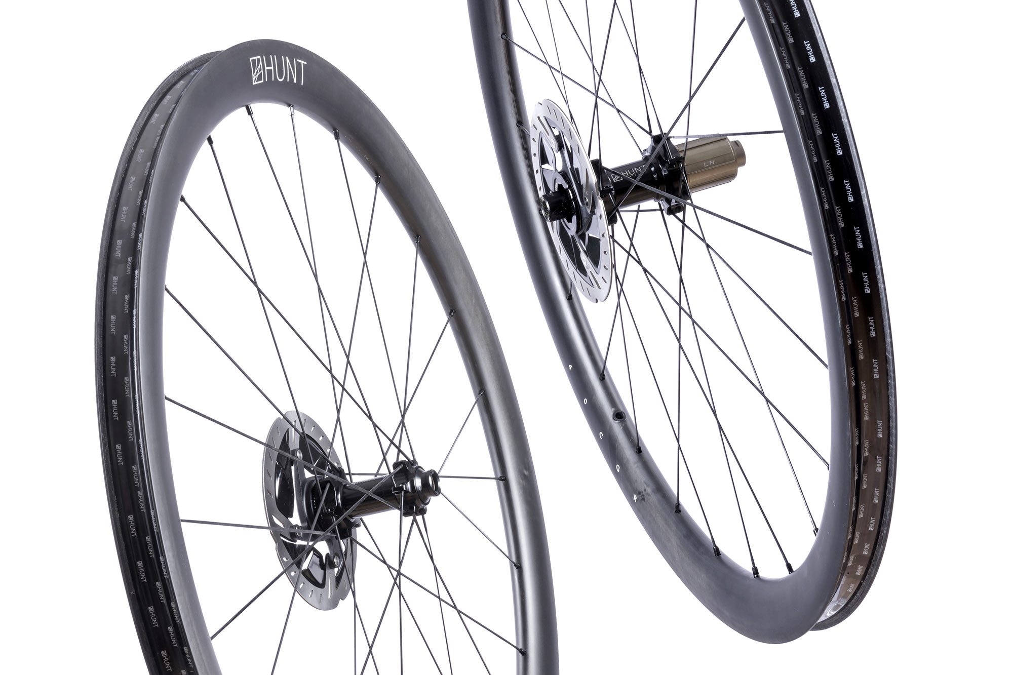 Hunt Carbon Gravel Race lightweight hookless tubeless gravel bike wheels, 40 CGR pair