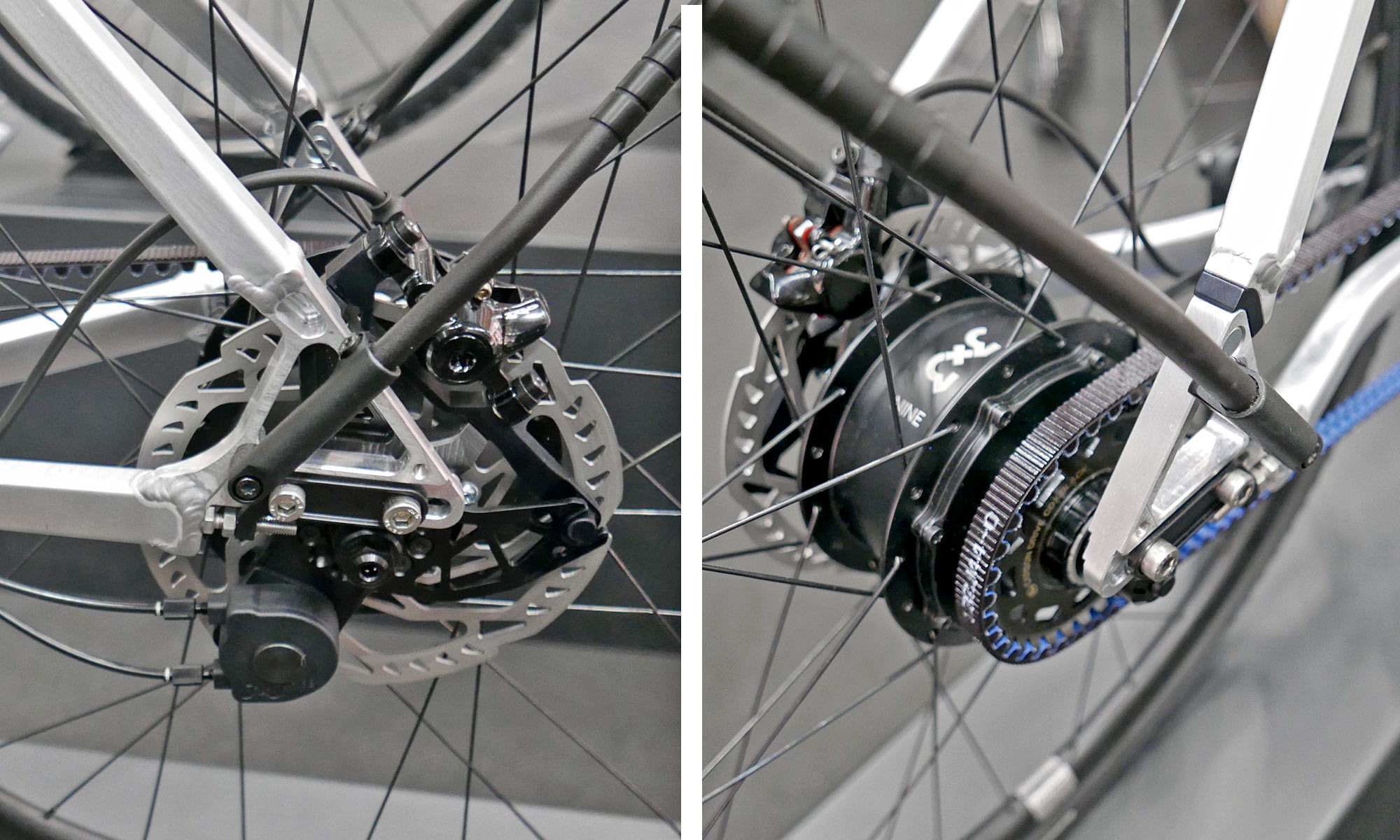 Nicolai Argon GX Gates belt drive bike, 3x3 Nine hub detail