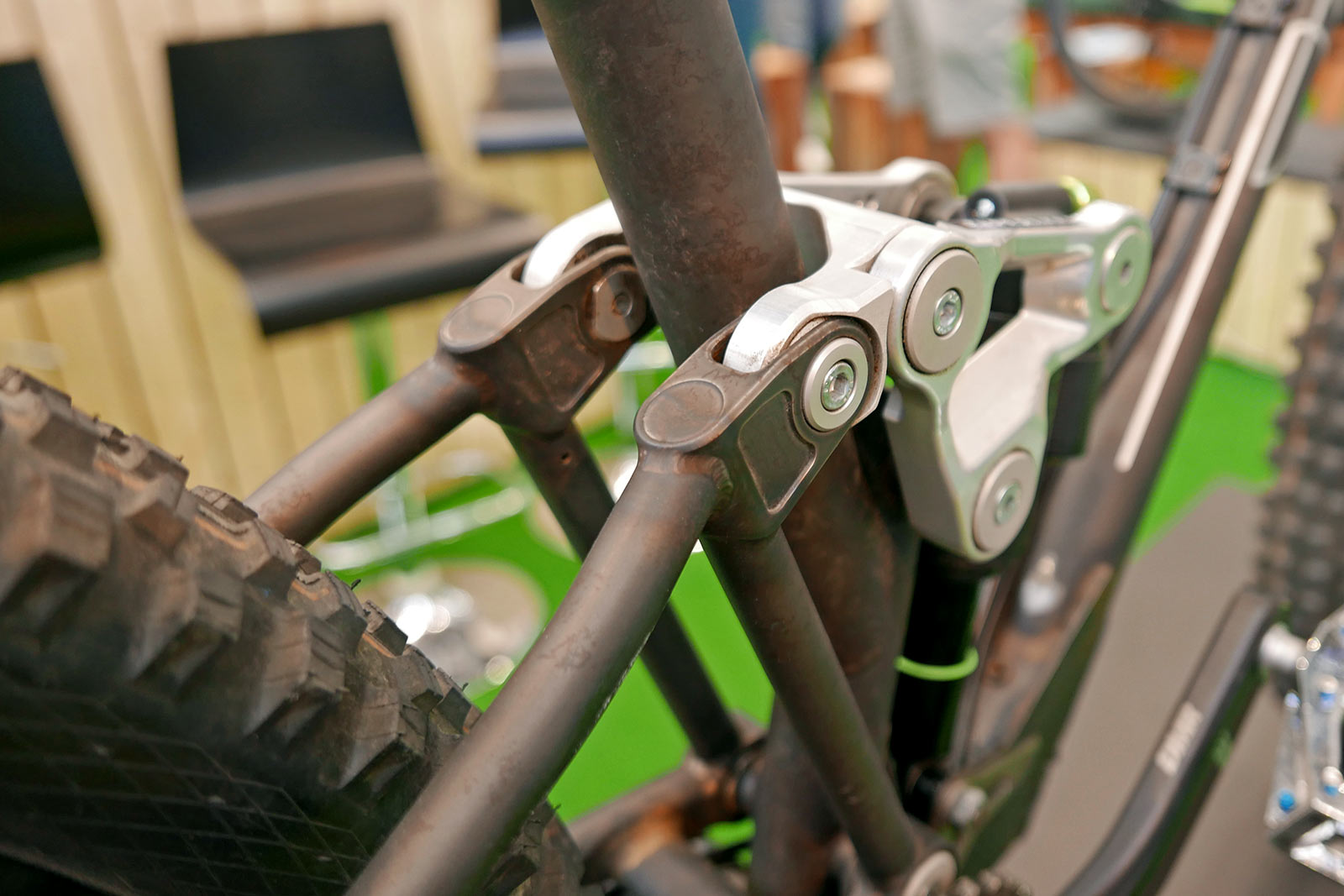 Sour Double Choc steel 143mm travel enduro bike prototype, big bearings