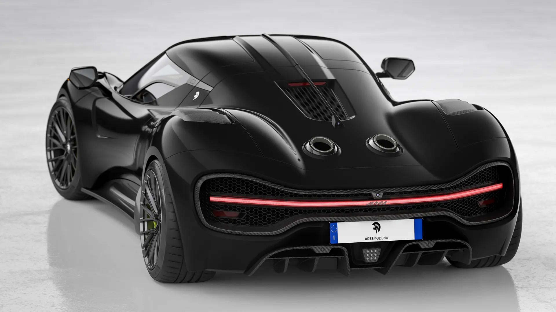 ares modena S1 hypercar concept shown from rear