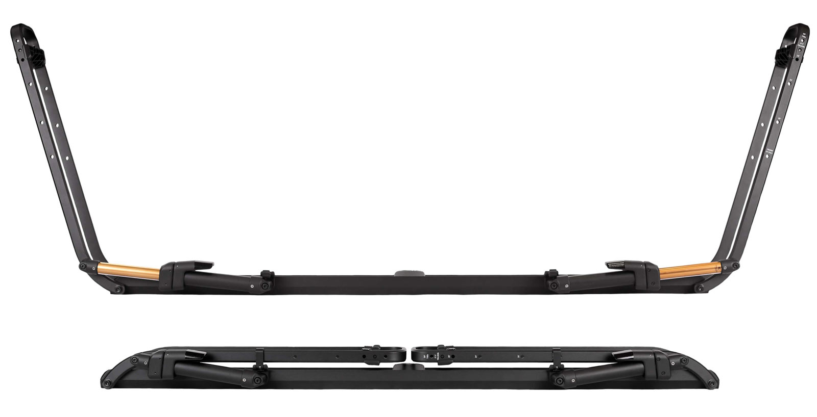 kuat piston SR single rail roof rack tray shown opened and closed