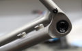 no22 new 3d printed titanium dropout for road and gravel bikes shown closeup on a frame