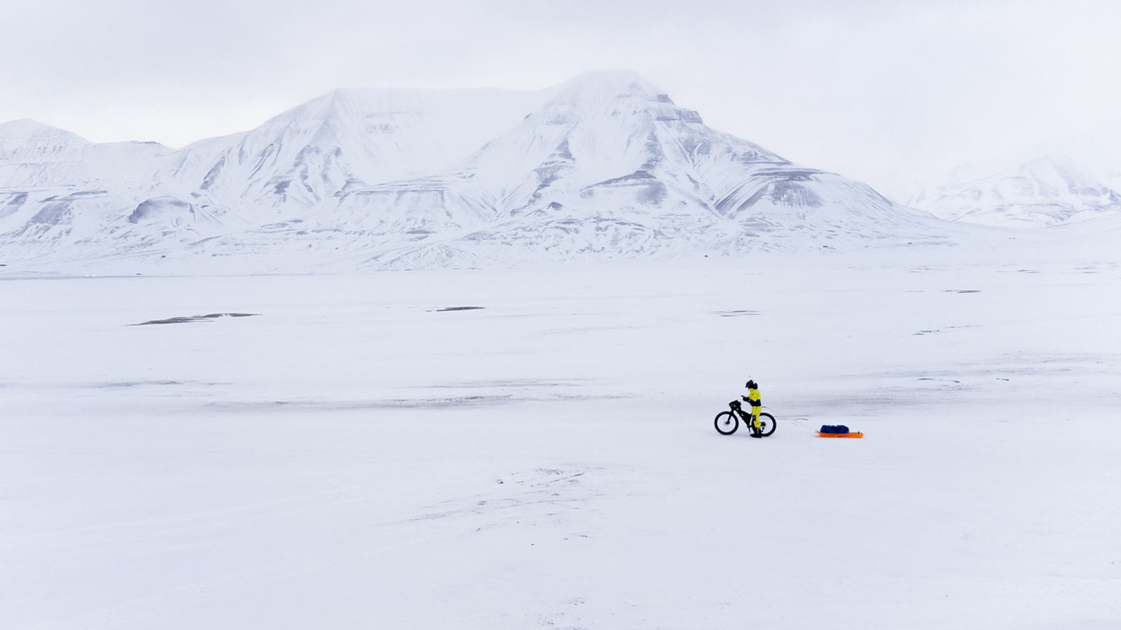 Antarctica Unlimited expedition of Omar di Felice on prototype Wilier Triestina fat bike, snow riding