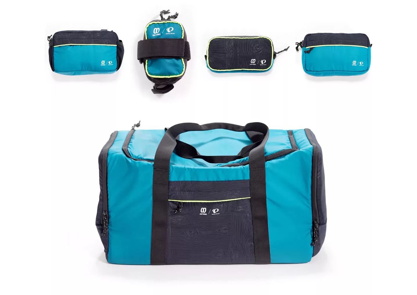 pearl izumi loopworx upcycled collection of cycling bags and packs