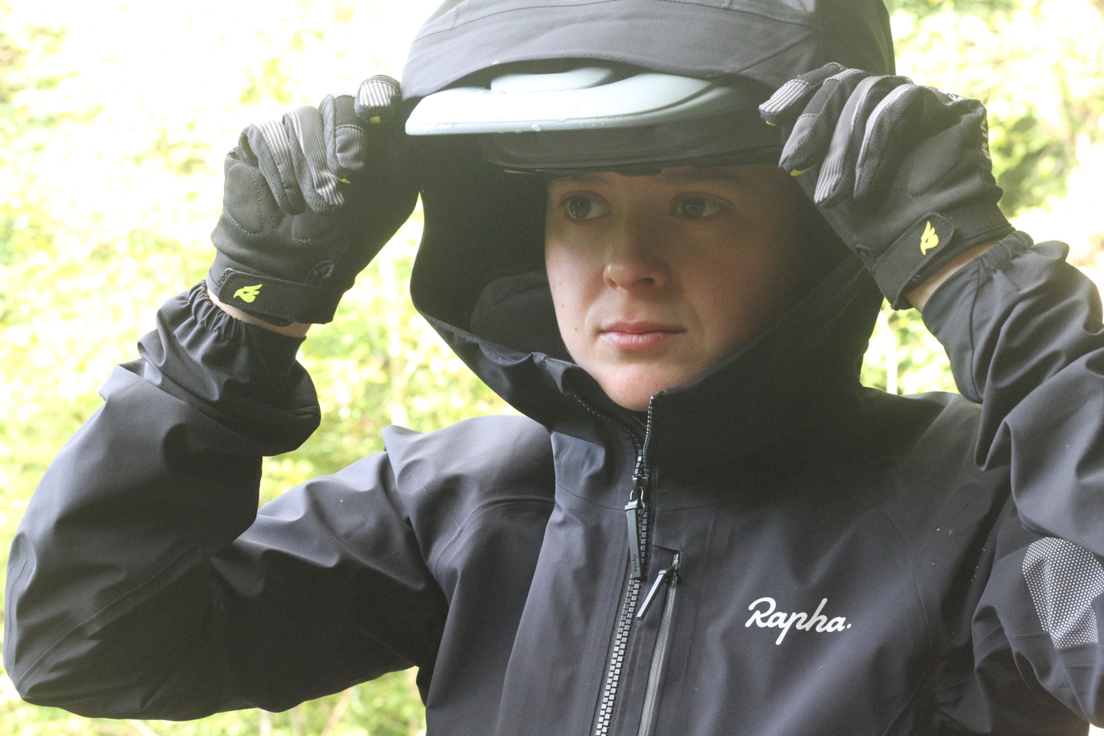 Rapha Gore-Tex Infinium Trail Hybrid Jacket helmet compatible
