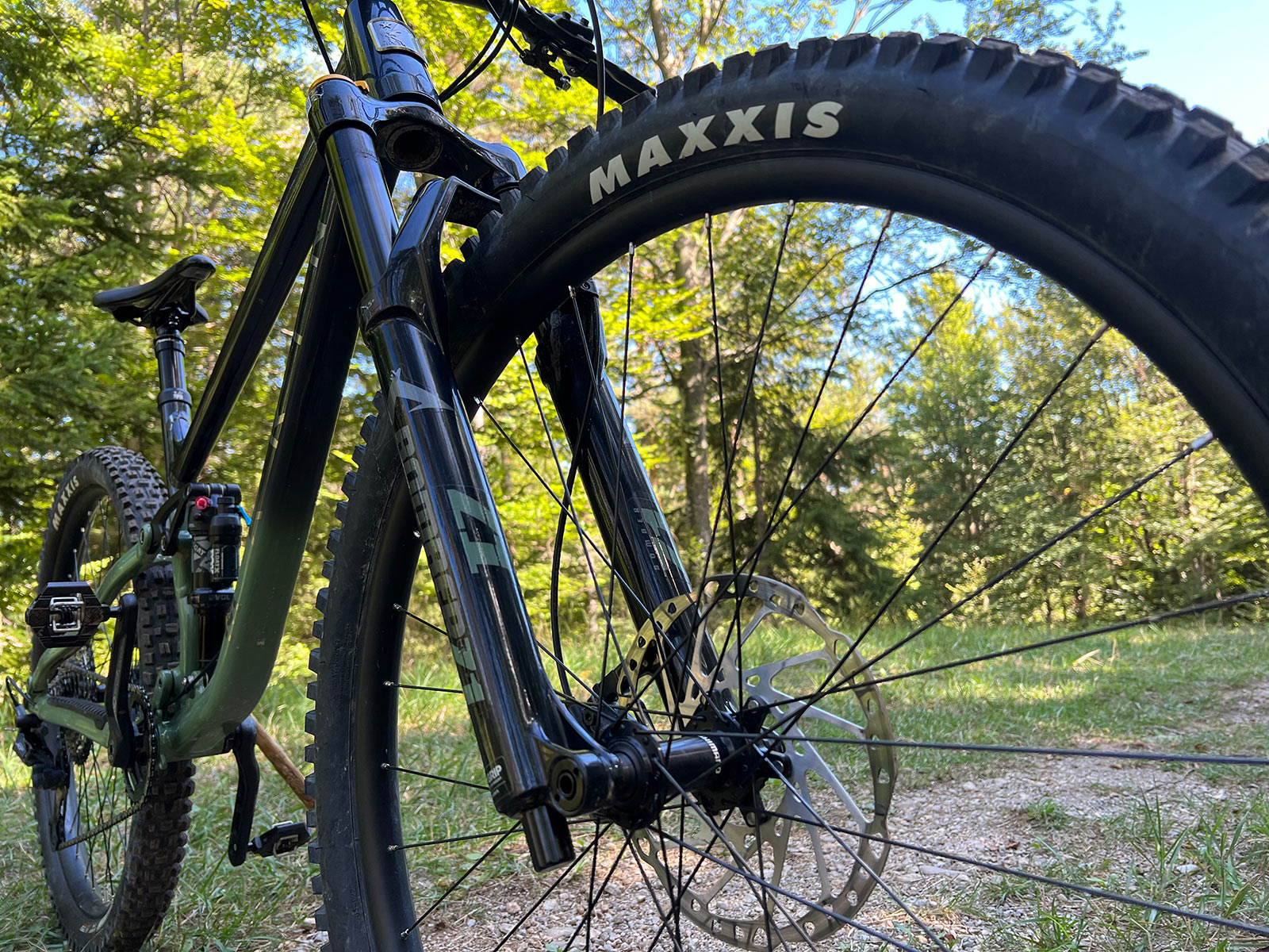 fork detail on 2023 marin rift zone alloy trail bike