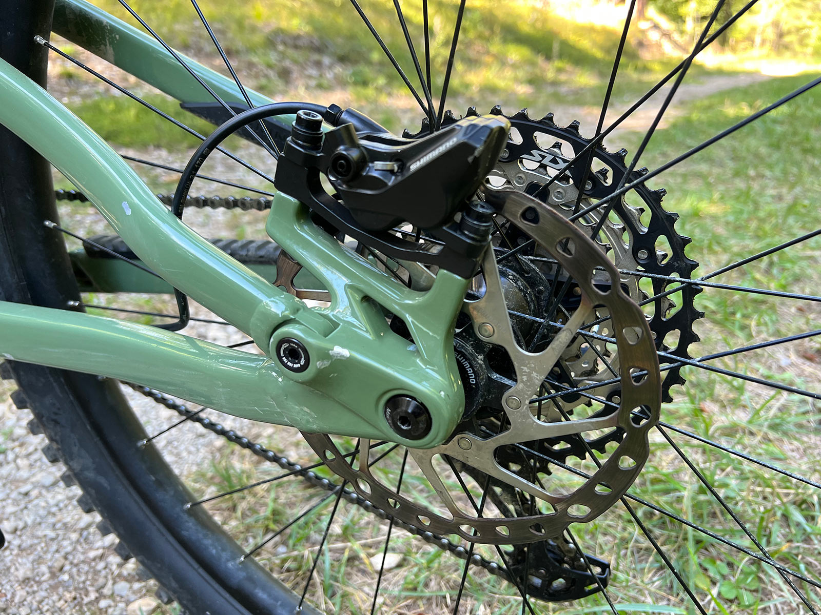 rear brake details on 2023 marin rift zone alloy trail bike