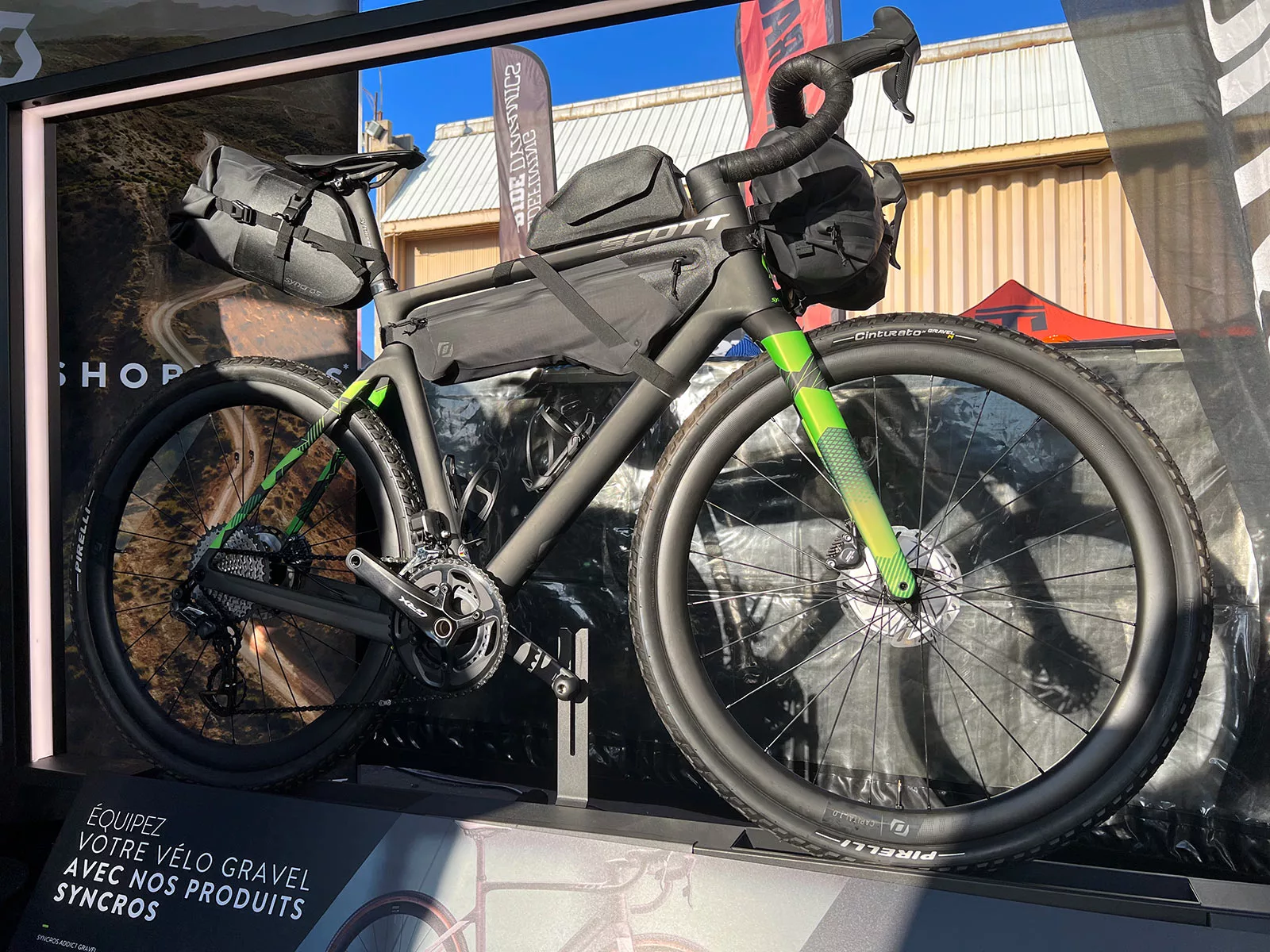 scott gravel bike with syncros frame bags for bikepacking