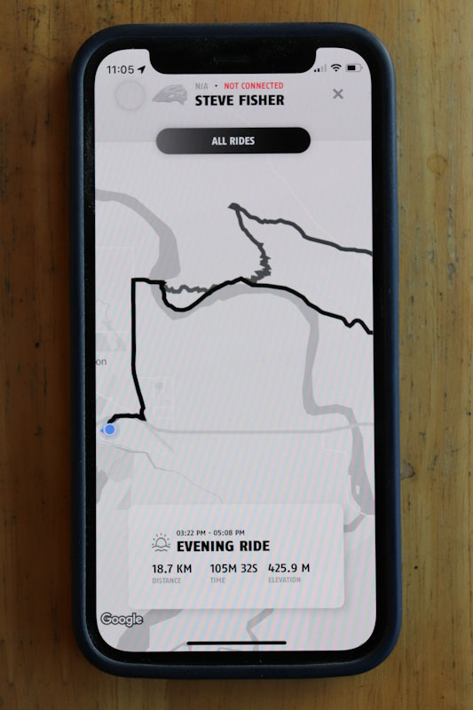 ABUS MoDrop QUIN app, ride map