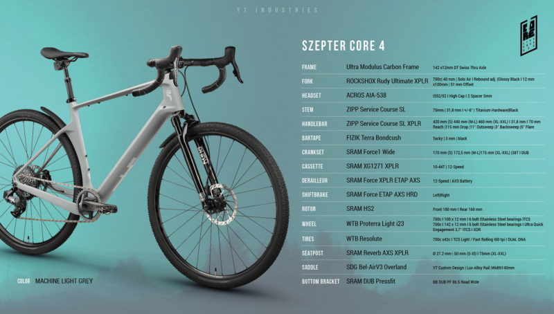 YT Szepter Core 4 gravel bike spec sheet