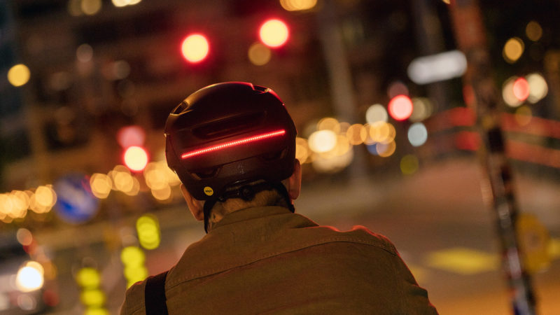 The Scott La Mokka commuter helmet has an automatic brake light. 