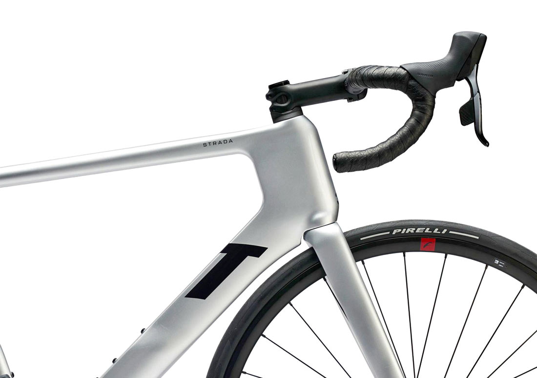 2023 New 3T Strada aero road bike updated with integrated full internal routing, new side profile