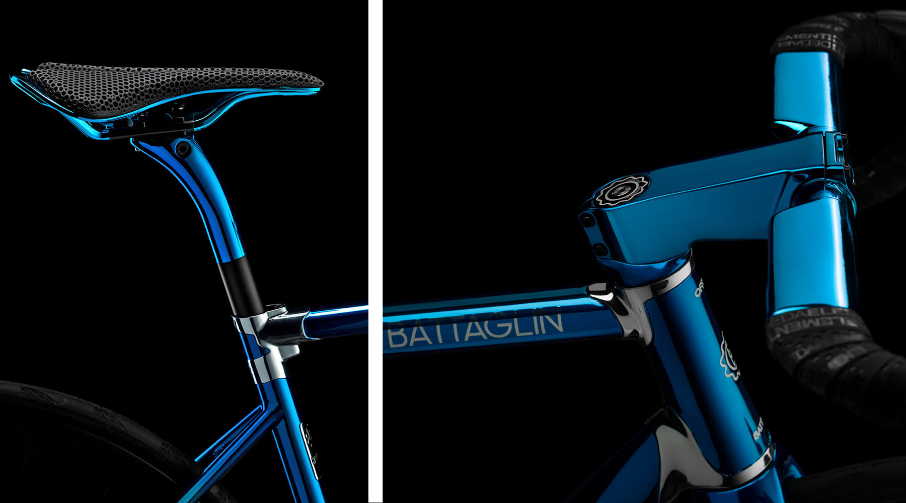 Battaglin Portofino R, custom-made-in -Italy modern integrated steel lugged road bike, cromovelato blue, details
