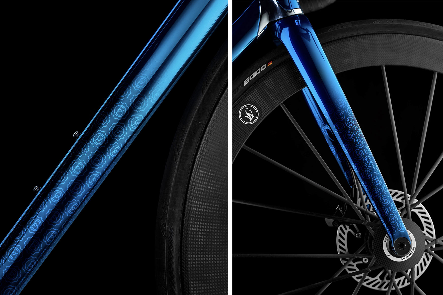 Battaglin Portofino R, custom-made-in -Italy modern integrated steel lugged road bike, cromovelato blue logo fade