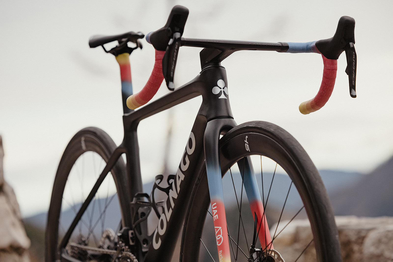 partial front angle view of Colnago V4Rs road bike