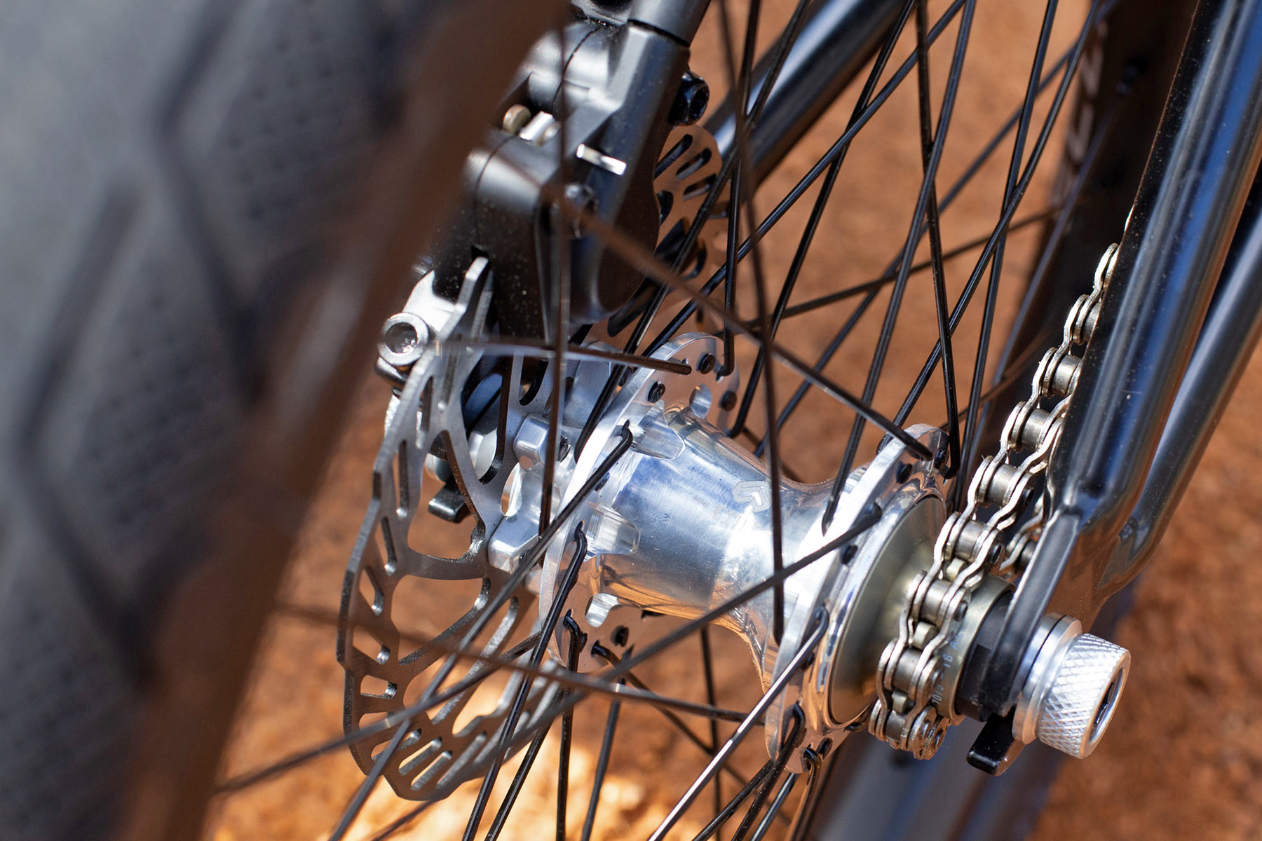 WTP Chaos Machine disc brake BMX bike, Tyson Jones-Peni pro bike check, disc rear hub