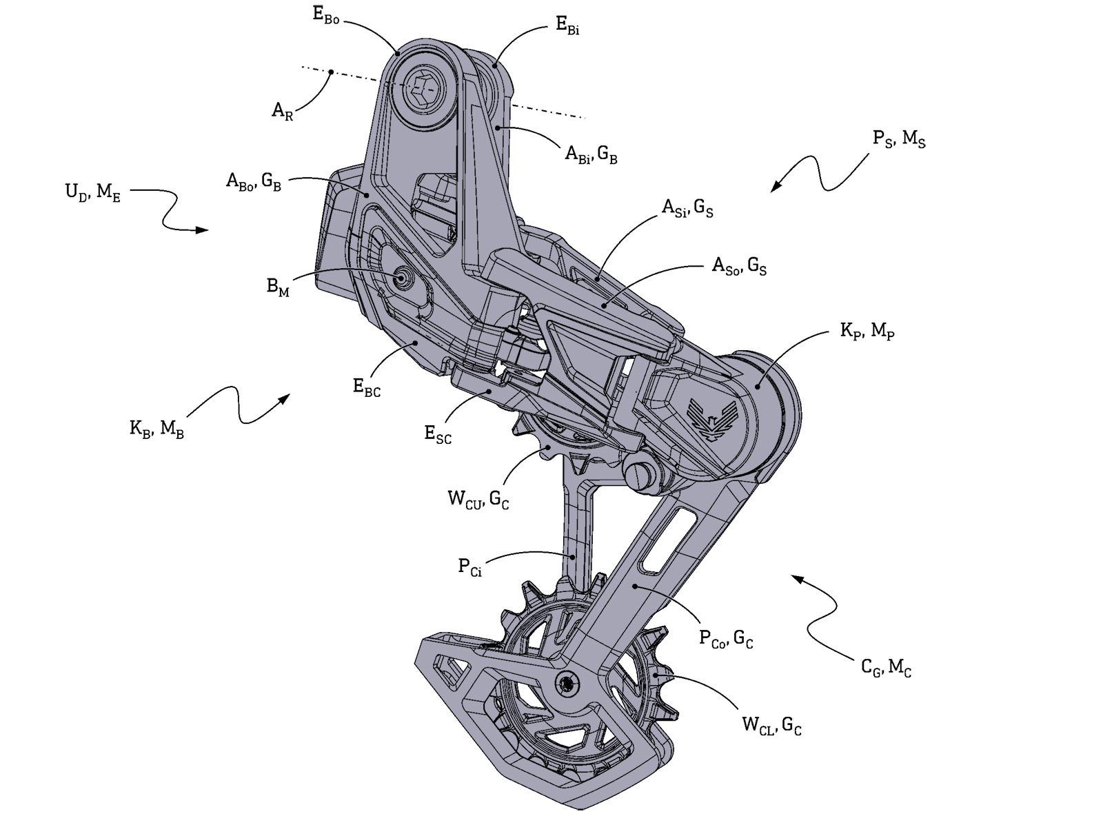 SRAM XX1 Eagle AXS modular direct mount derailleur patent,