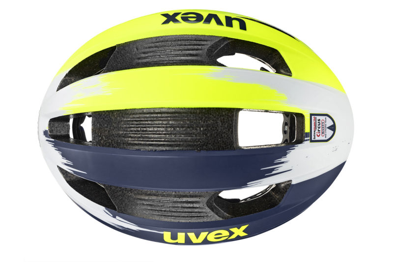 Uvex Rise affordable pro aero road bike helmet for Intermarché-Circus-Wanty, top