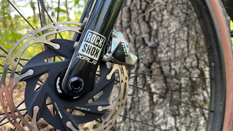 rockshox rudy xplr gravel bike suspension fork review and closeup details
