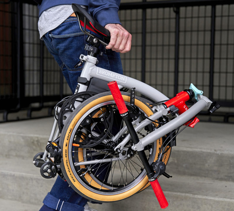 2023 Brompton x CHPT3 v4 steel and titanium folding city bike, folded easy-to-carry