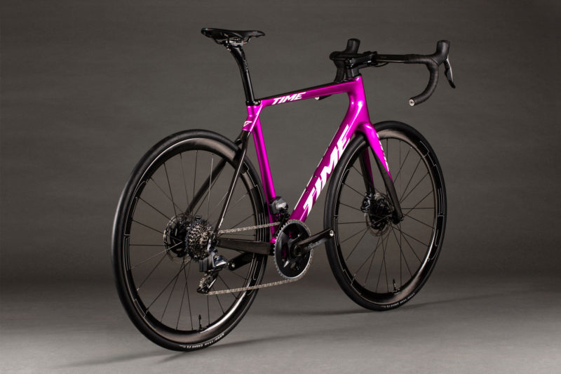 2023 time alpe d'huez road bike shown in chroma pink