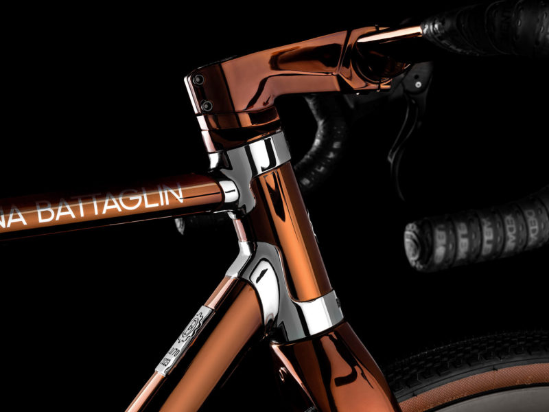 Battaglin Portofino G lugged steel Italian custom gravel bike, fully internal routing, headtube lugs