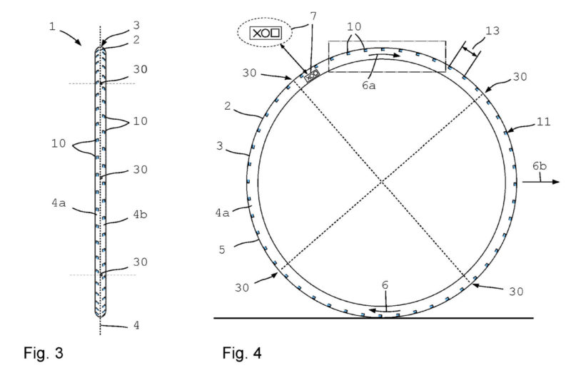 DT Swiss aero road bike tire concept patent, side view