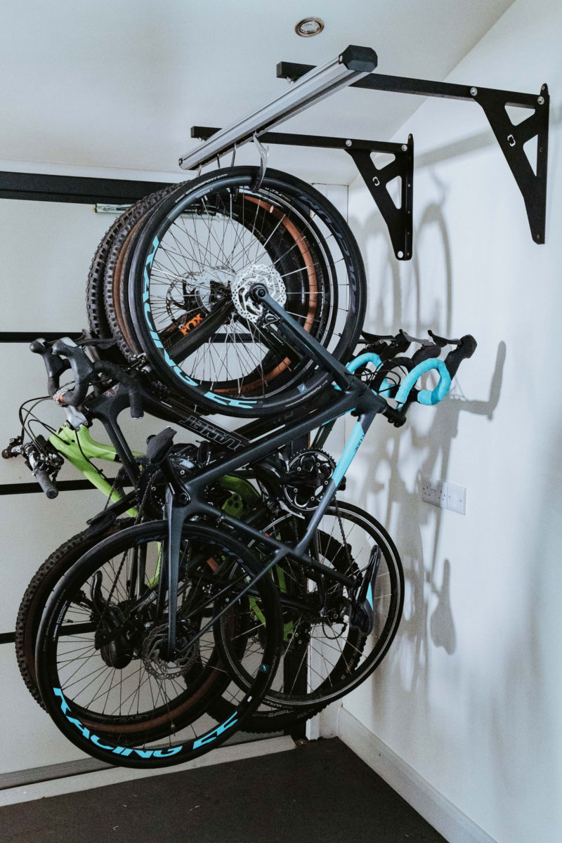 stashed spacerail wall hanging bike storage rail