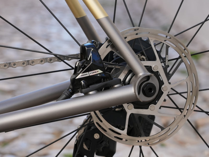 2023 sram force axs road bike group closeup details of brakes