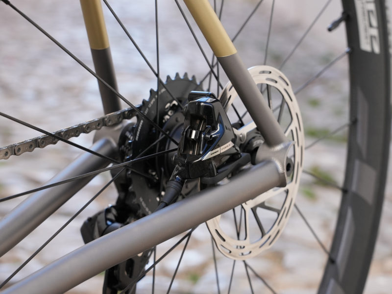 2023 sram force axs road bike group closeup details of brakes