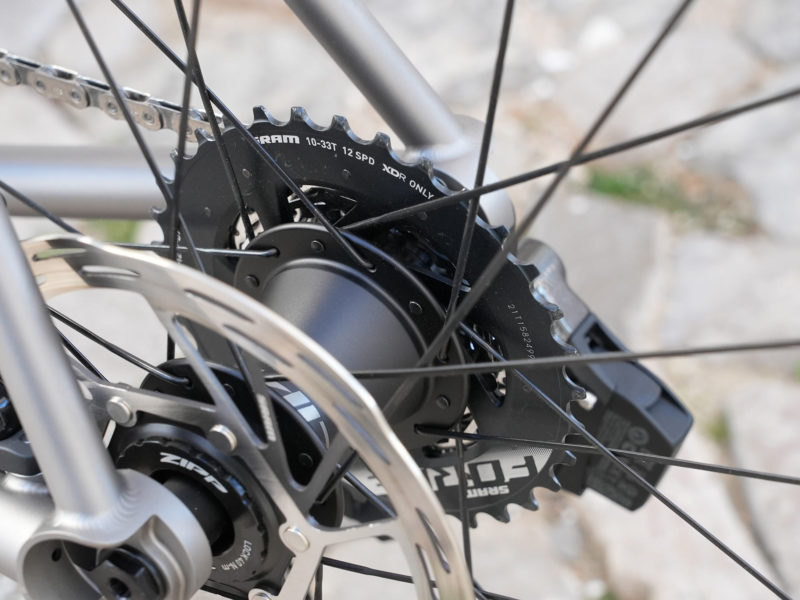 2023 sram force axs road bike group closeup details of cassette