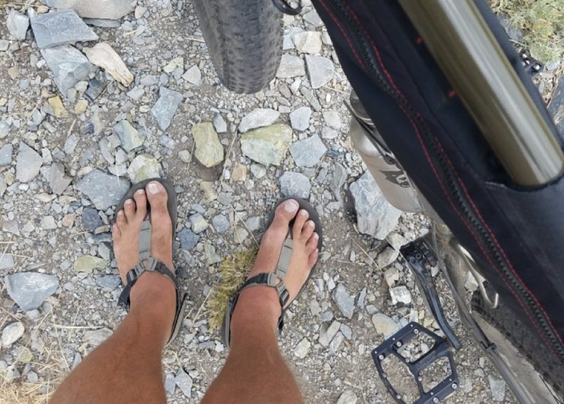Bedrock Sandals Cairns riding South Tahoe